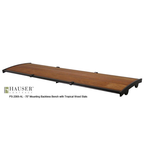 Surface Backless Bench with Tropical Wood Slats