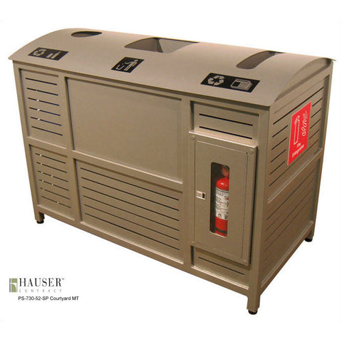 Courtyard Waste/Recycle Receptacle with Fire Extinguisher