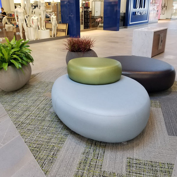 Pebble Upholstered Ottoman with Shaped Back