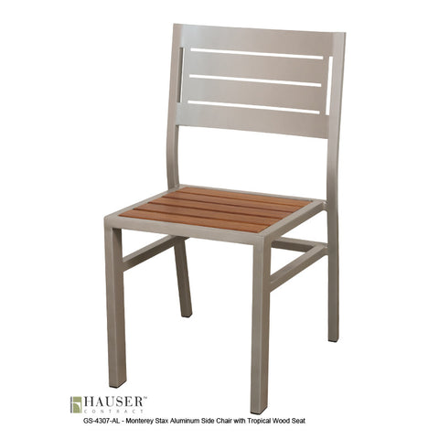 Monterey II Stacking Side Chair with Tropical Wood Seat