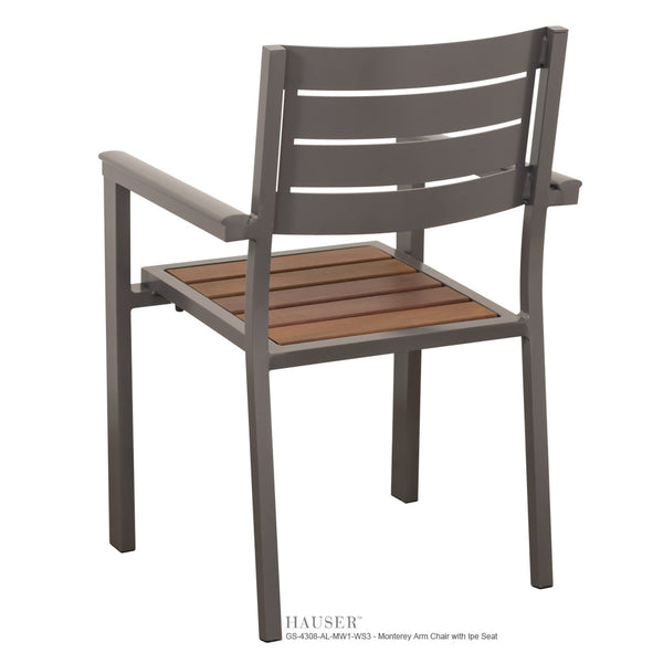Monterey II Stacking Arm Chair with Tropical Wood Seat