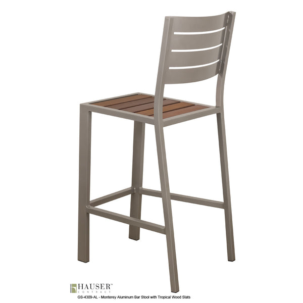 Monterey II Barstool with Tropical Wood Slats