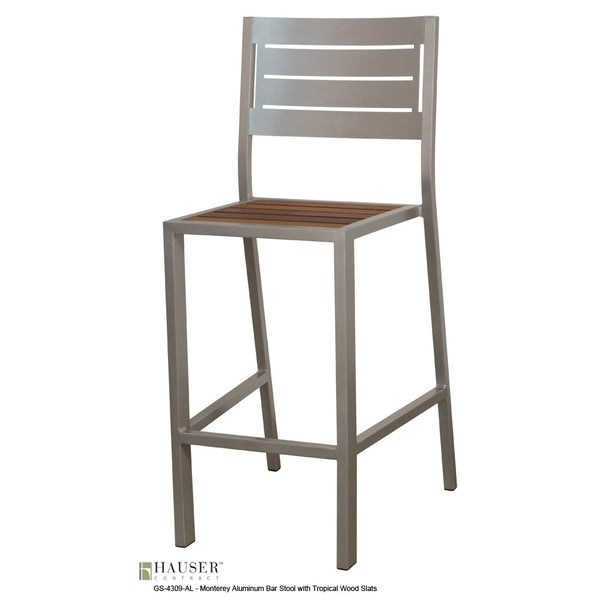 Monterey II Barstool with Tropical Wood Slats