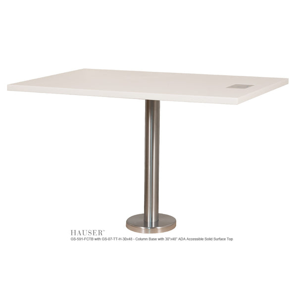 Column Base with Flat Canopy, 30"x48" ADA Solid Surface Table Top
