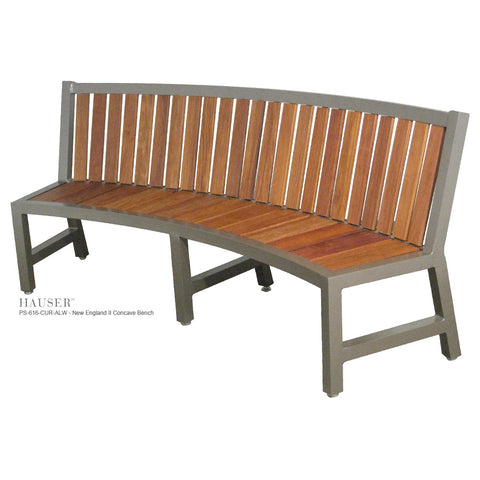 New England II 'Bruno' Concave Bench with Tropical Wood Slats
