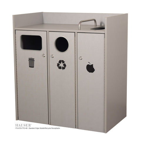 Triple Combo Waste/Recycle Receptacle with Top Entry