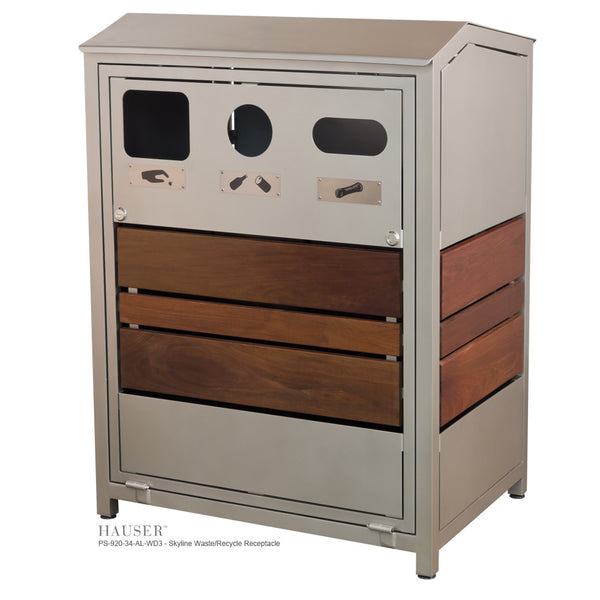 Skyline Waste/Recycle Receptacle with Tropical Wood Accents