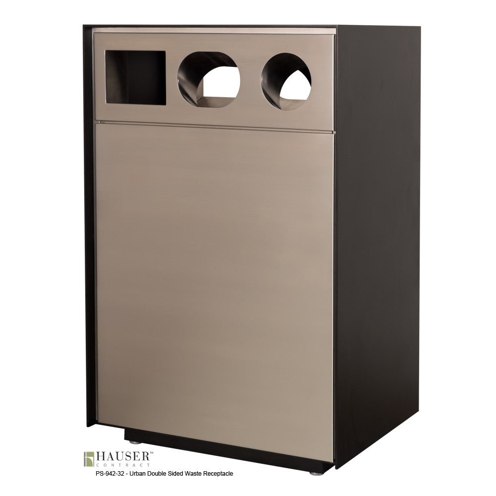 Urban Double Entry 3 Stream Waste Receptacle - Hauser Contract