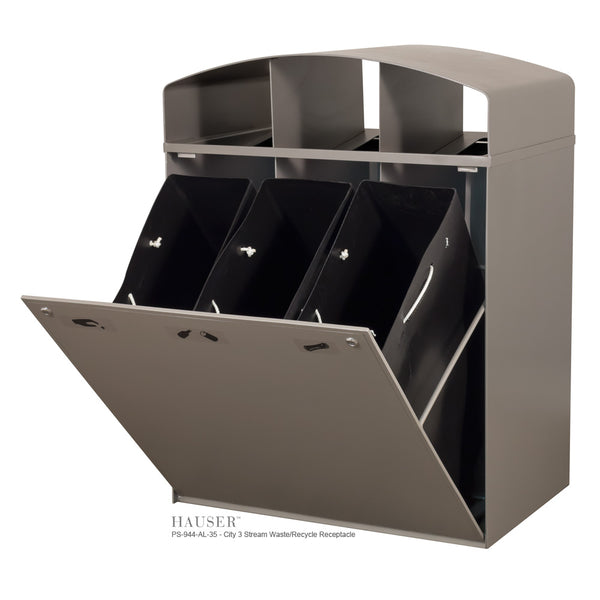 City 3 Stream Waste/Recycle Receptacle