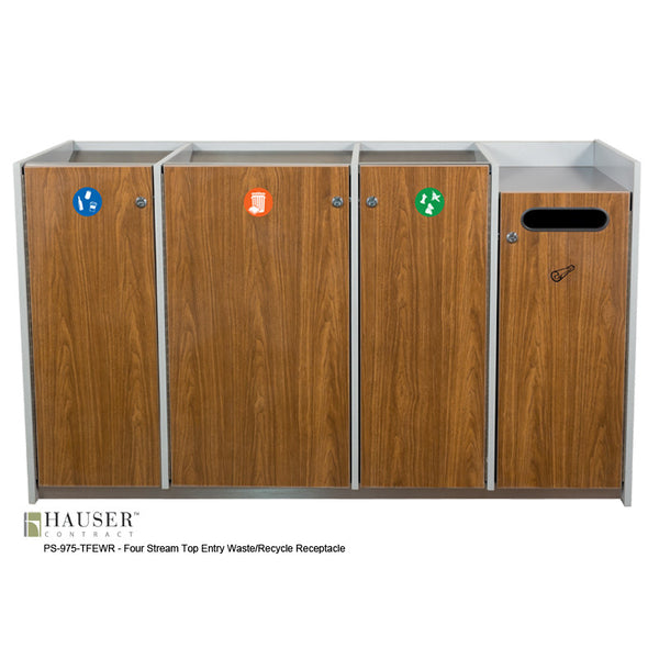 Four Stream Top Entry Waste/Recycle Receptacle