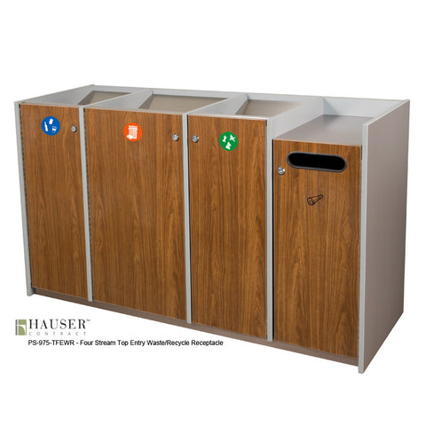 Four Stream Top Entry Waste/Recycle Receptacle