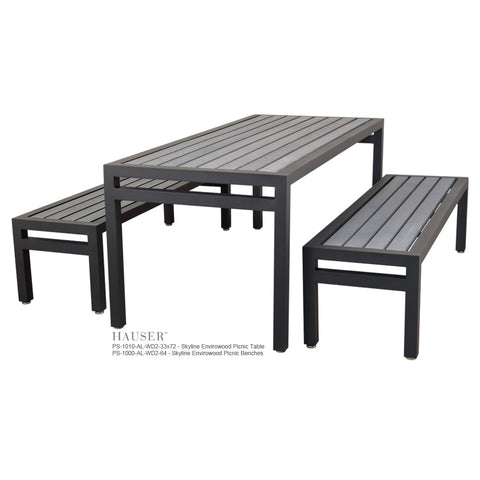 Skyline Picnic Table & Skyline Benches, Envirowood Slats
