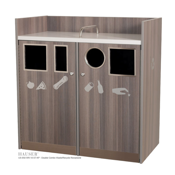 Double Combo Waste/Recycle Receptacle