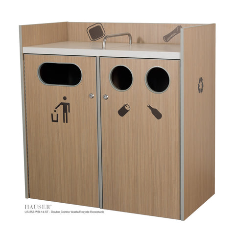 Double Combo Waste/Recycle Receptacle